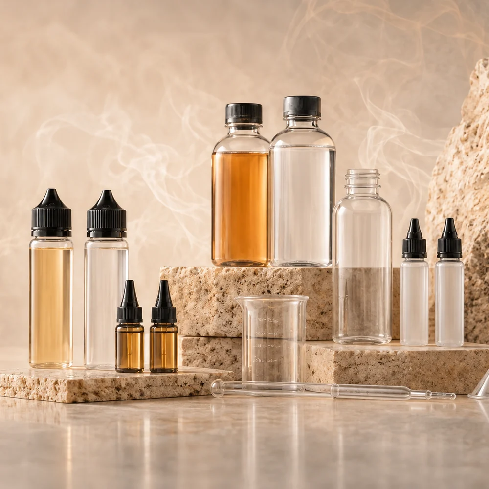 E-Liquid-Flaschen, Base und Mischzubehör zu Inhaltsstoffen, PG und VG