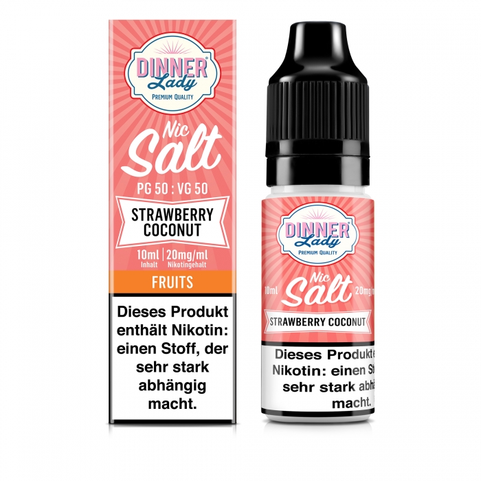 Strawberry Coconut Nikotinsalzliquid (Erdbeere, Zitrone & Kokosnuss) - Dinner Lady