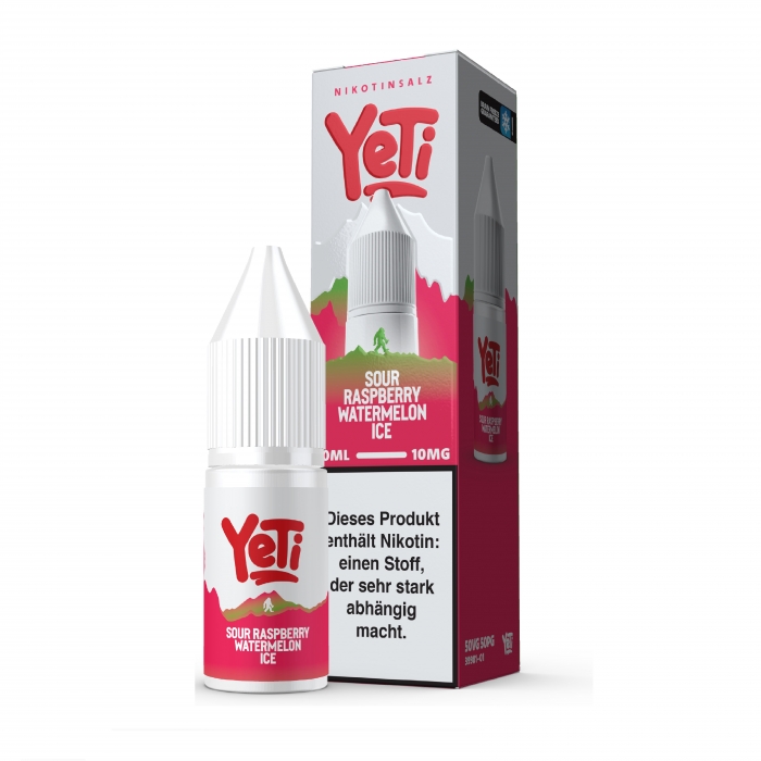Sour Raspberry Watermelon Ice - 10ml Nikotinsalzliquid (Saure Himbeere,Wassermelone&Frische) - Yeti – Bild 2