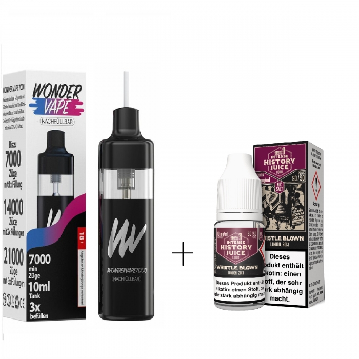 Im Set - Wondervape 7000 Kit mit History Juice Nikotinsalzliquid – Bild 3
