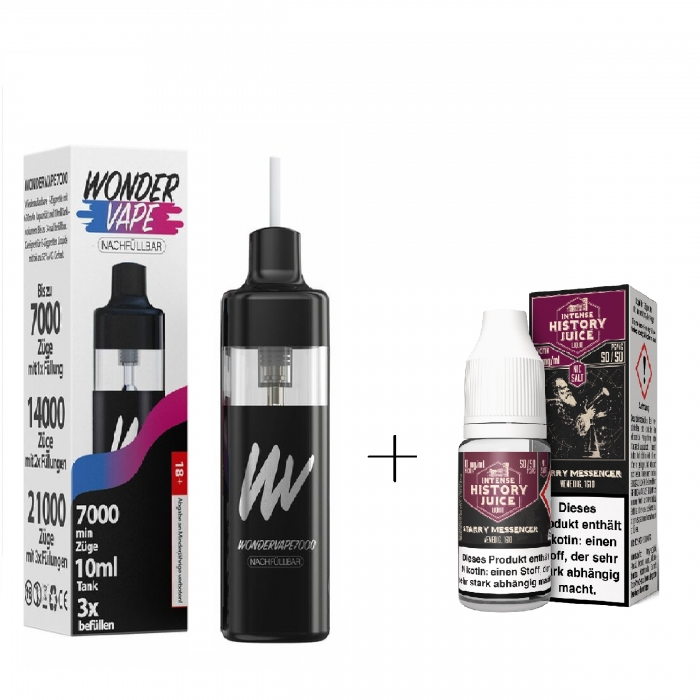 Im Set - Wondervape 7000 Kit mit History Juice Nikotinsalzliquid – Bild 2